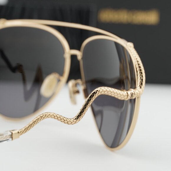 Roberto Cavalli SRC090M 0300 Aviator Sunglasses - Gold/Grey